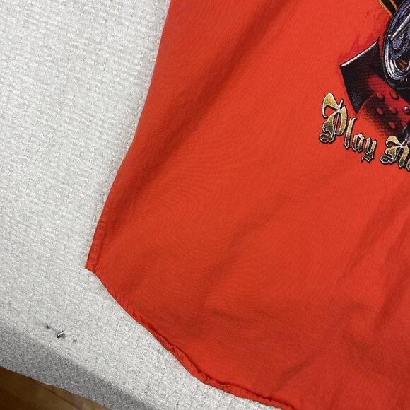 Y2K USA Biker Design Vest Mens L Orange Sleeveless Cut Off Bike Week 2007 - Picture 6 of 16